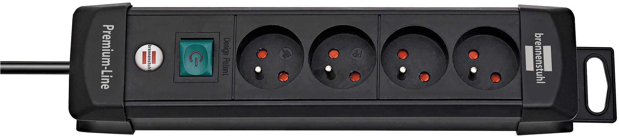Multiprise Premium Plus 4 prises avec interrupteur, noire, 1,8m H05VV-F 3G1,5
