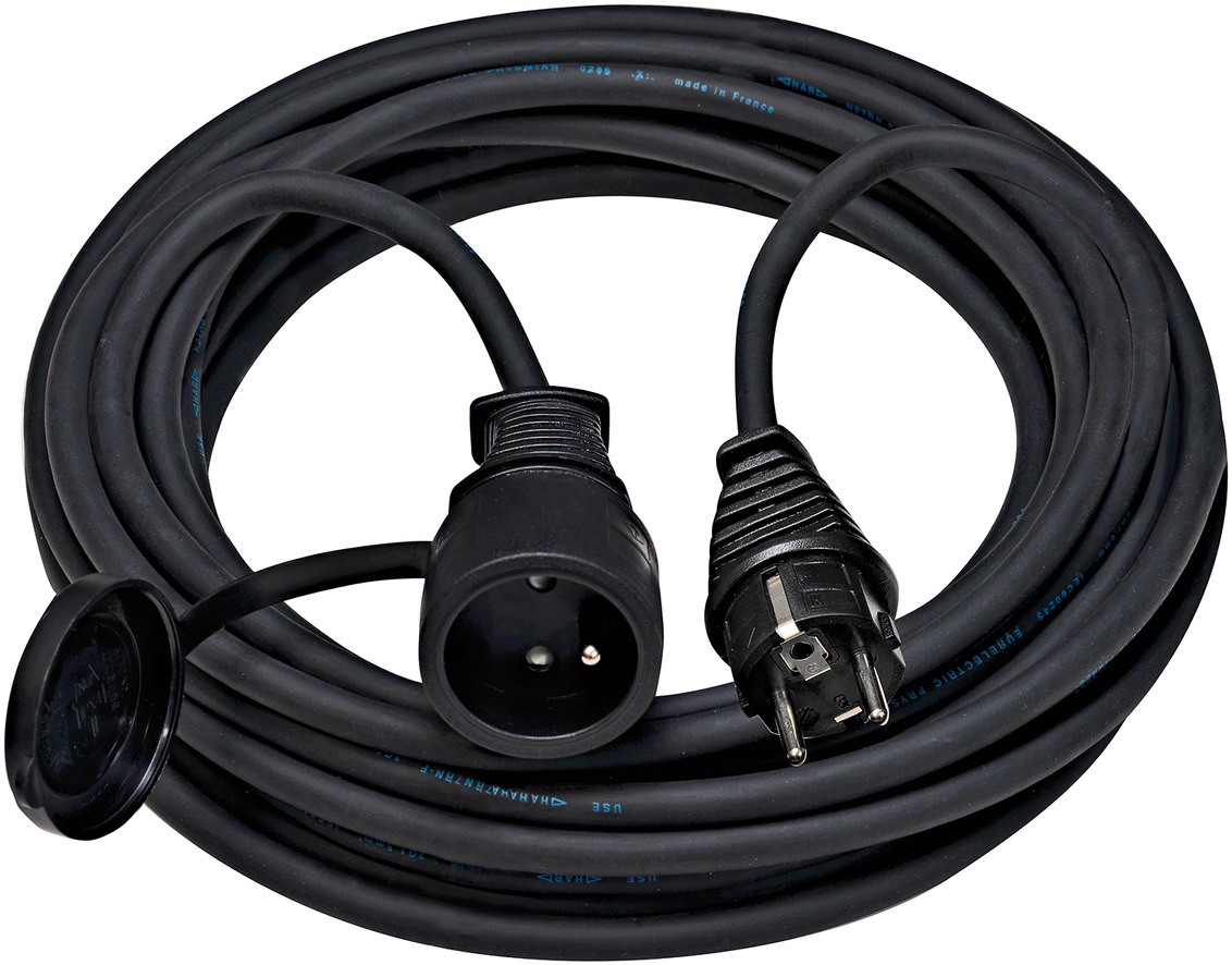 Rallonge de câble - 25 mètres - 3G2,5 mm² - Néoprène - IP44 - Luxya Cabling  - Fiches